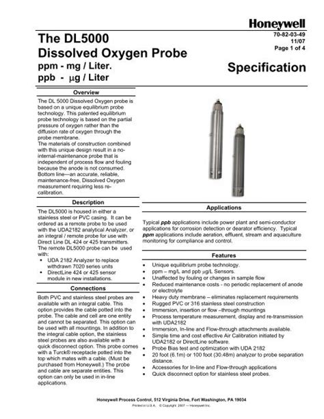 Dissolved Oxygen Honeywell