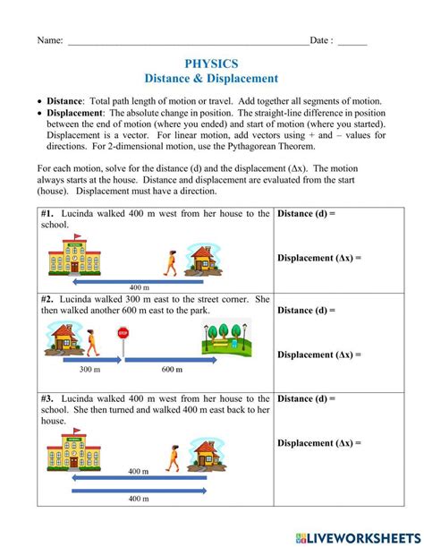 Distance And Displacement Worksheet Answers