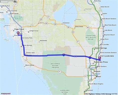 Distance Fort-lauderdale > Naples - Air line, driving route, midpoint