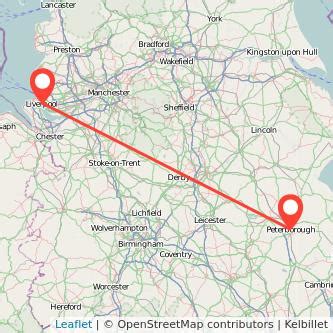 Distance Liverpool - Peterborough routecalculator.co.uk