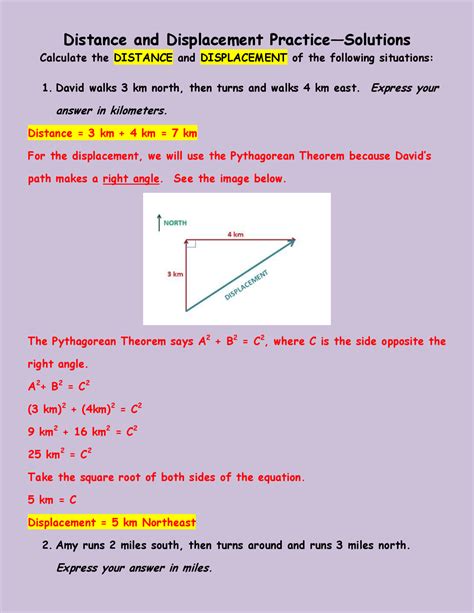 Distance and Displacement Practice Solutions - Tina