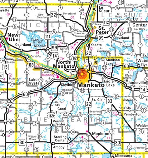 Distance between Mankato, MN and Fairmont, MN