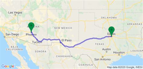 Distance between Tucson, AZ and Dallas, TX