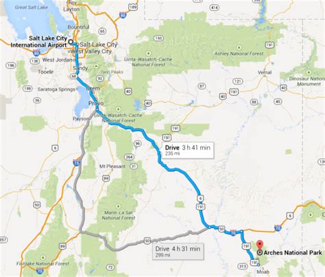 Distance between Vernal, UT and Moab, UT