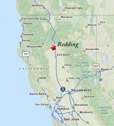 Distance from Bakersfield California United States to Redding ...