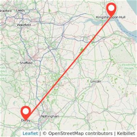 Distance from Derby to Hull