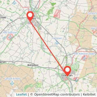 Distance from Grantham to Newark on Trent