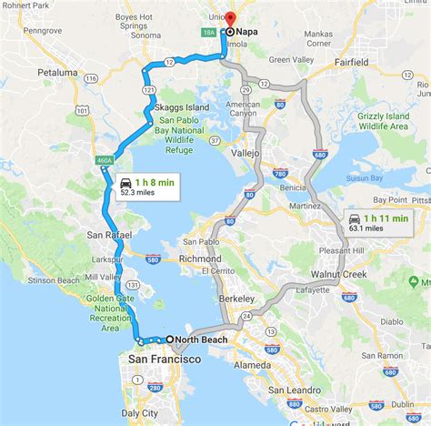 Distance from Napa, CA to Sacramento, CA