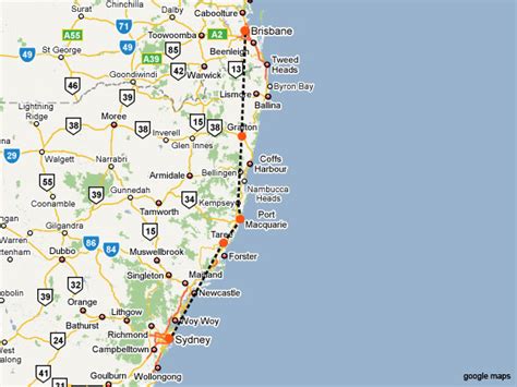 Distance from Newcastle, Australia to Port Macquarie, Australia