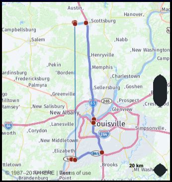 Distance from Scottsburg, IN to Louisville, KY by car, bike, walk