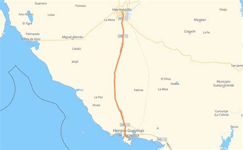 Distancia entre Guaymas y Hermosillo - MejoresRutas.com