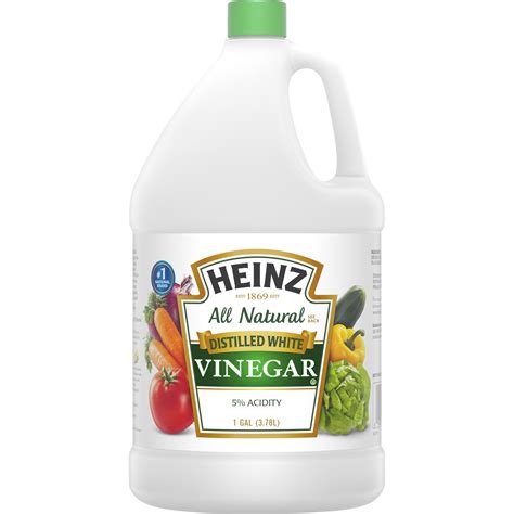 Distilled vinegar and white vinegar. White vinegar plays an excellent role in binding ingredients together and strengthening a glaze when baking. Its acidity level of 5-7% makes it great for lowering swelling from irritating bugs and insects. White distilled Vinegar. The common ingredient used in pickles, brines, ketchup and salad dressings is distilled vinegar. 
