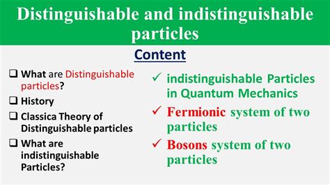 Distinguishable and indistinguishable particles.  This phenomenon, known as Hong-Ou-Man...