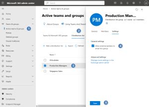 Distribution group allow external senders. .  ...