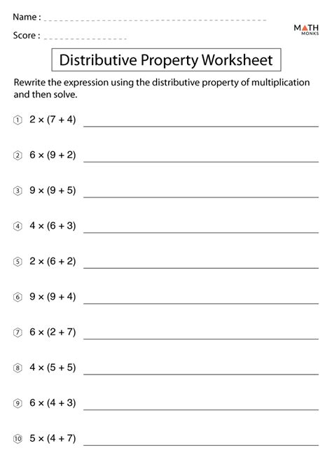Distributive Property Worksheet Education com Worksheets Library
