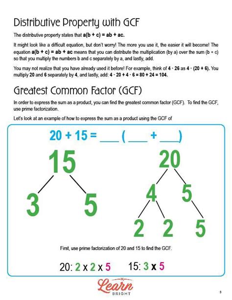 Distributive Property with GCF Worksheets Library