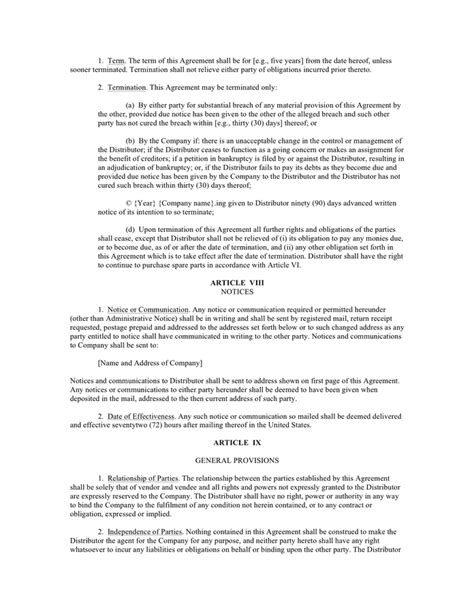Distributor agreement template in Word and Pdf formats page 5 of 8