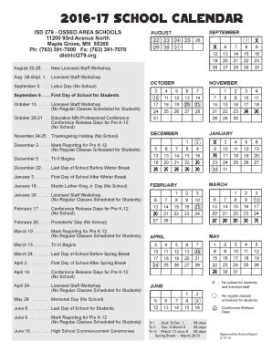 District 279 Calendar