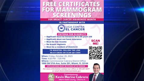 District 6 commissioner offering free mammogram screenings for residents