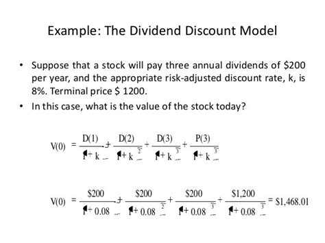 Dividend Discount Valuation Model for Stocks Formula amp Example