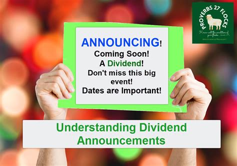 Dividend announcements. 5. jun 2019. ... ... dividend dates. I'll start with an ex-dividend date definition and show you the calendar of important dates around the dividend payment. We ... 