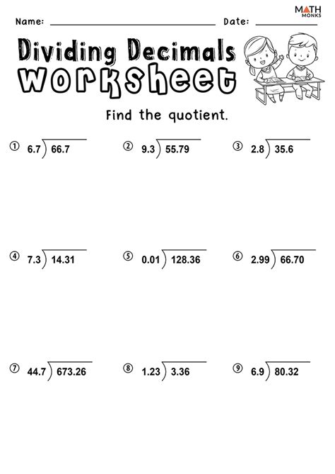 Dividing Decimals Worksheet Generator Answer Key