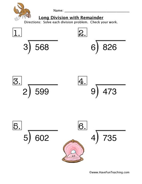 Dividing With Remainders Free Printable Math Worksheets