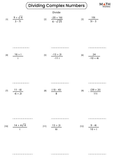 Dividing complex numbers worksheet answers.  This article will provide an in-d...