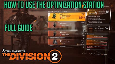 Division 2 optimization station.  Only level 40 or better and must be of In this...