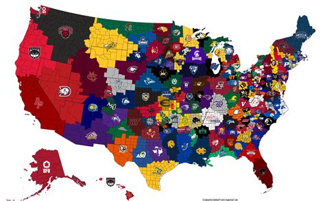 Map of NCAA Division II institutions that sponsor me