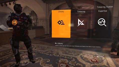 Division 2 tinkering optimization.  This menu, along with the Expertise...