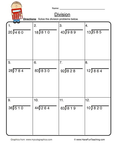 Division Worksheets 2 Digit Divisor