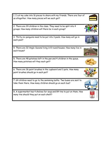 Division word problems- differentiated Teaching Resources