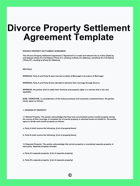 Divorce template.  One small mistake in a property settlement agreement can lea...