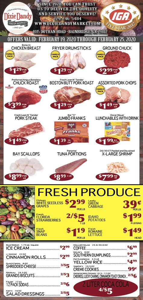  Specialty Meats & Grocery Items Since 1976, Dixie Dandy has been committed to servicing the local community with great service and top quality meats, produce and seafood. Being located in the Bainbridge, people from Southeast Alabama, North Florida and South Georgia are able to experience our f... 