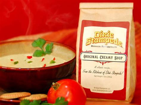 Oct 16, 2016 - Get the delicious Dolly Parton's Stampede soup recipe and find out where to purchase a bag of Dixie Stampede soup mix for their wildly popular creamy vegetable soup!. 