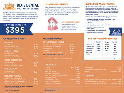 Dixieland Dental Price List