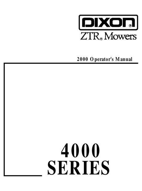 Dixon ztr 4000 series service manual. - Manuale d'officina per triumph explorer 1200.