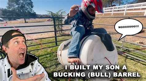 Bucking barrel is one of the most pieces of equipment required by a bull rider. The suspended piece of equipment helps you cling to the bull as well as protecting your friends from getting hurt as well. Get a shovel and dig 4 holes in the ground about 7 feet apart. The depth of the holes should be around the 3 foot mark.. 