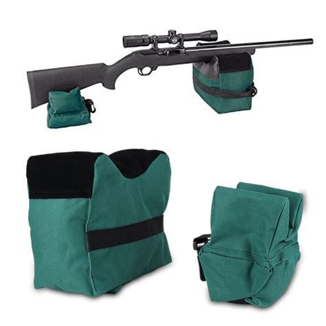 Diy shooting bag. The front rest is placed on the bench in direct line with the target. The rear bag is placed to the rear and in direct line with the rest. The rifle is then positioned on the rest and the rear bag. Without touching the rifle, look through the scope. The goal is to have the rifle naturally pointing on target as it sits in the rest. 