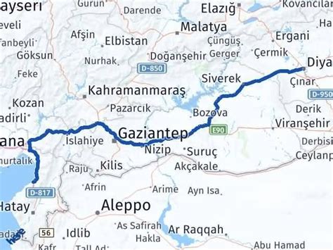 Diyarbakır iskenderun kaç km