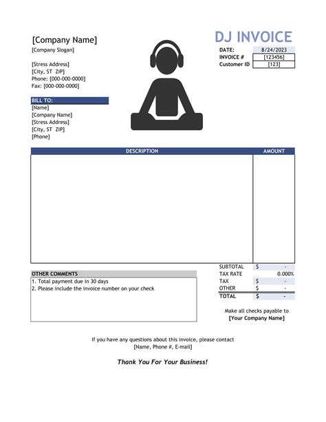 Dj Invoice Template invoice example
