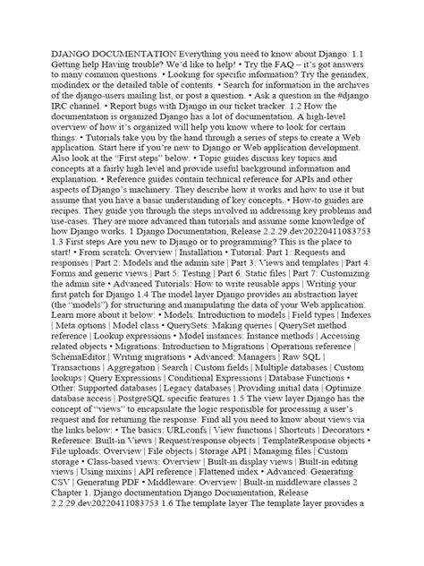 Django admin.  Django documentation ¶ Everything you need to know about Django.  ...