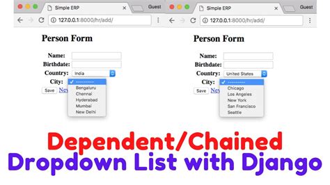 Django dependent drop down list example.  Read the blog post How to Implement Dependent/Cha...