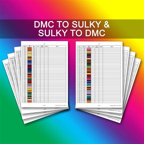 Sulky is a brand of embroidery thread and they offer a color conversion chart on their website for their thread colors as well as other brands. DMC Embroidery Thread Conversion Chart A DMC embroidery thread color conversion chart is a tool that helps you match DMC thread colors to other brands of embroidery thread or colors in different color ...