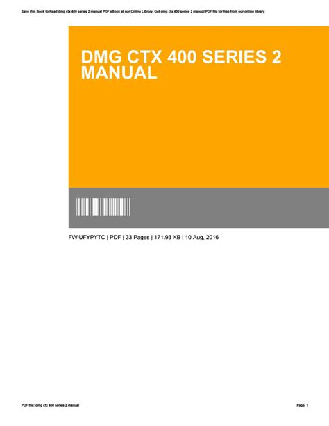Dmg ctx 400 series 2 manual. - Uml y patrones 2 oder e.