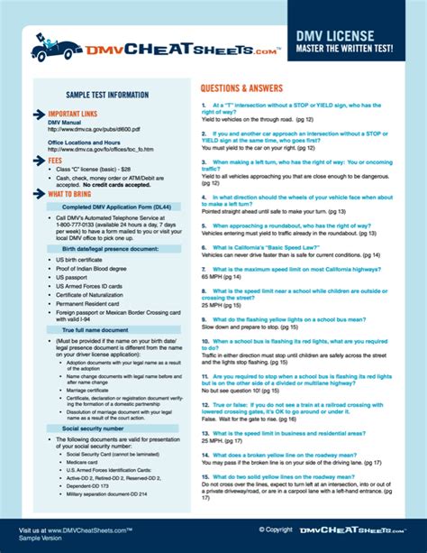 Dmv Permit Test Cheat Sheet Cheat Dumper