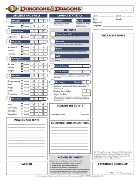 DnD 4th Edition Essentials Character Sheet v2[1] Role Playing Video