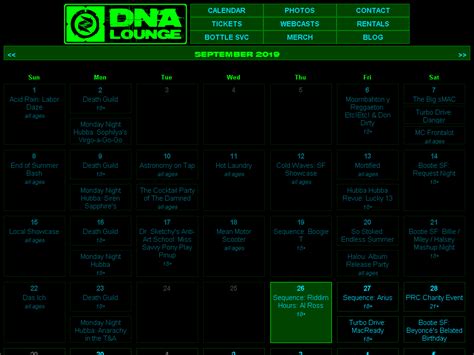 Dna Lounge Calendar