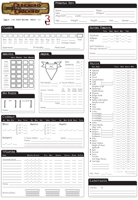 Dnd Character Sheet Google Docs Form Fill Out and Sign Printable PDF